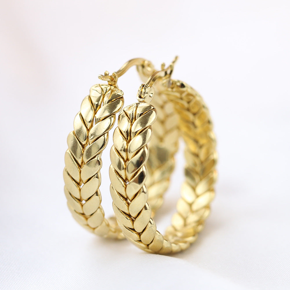 Wholesale 18K  titanium steel wheat ear geometric earrings
