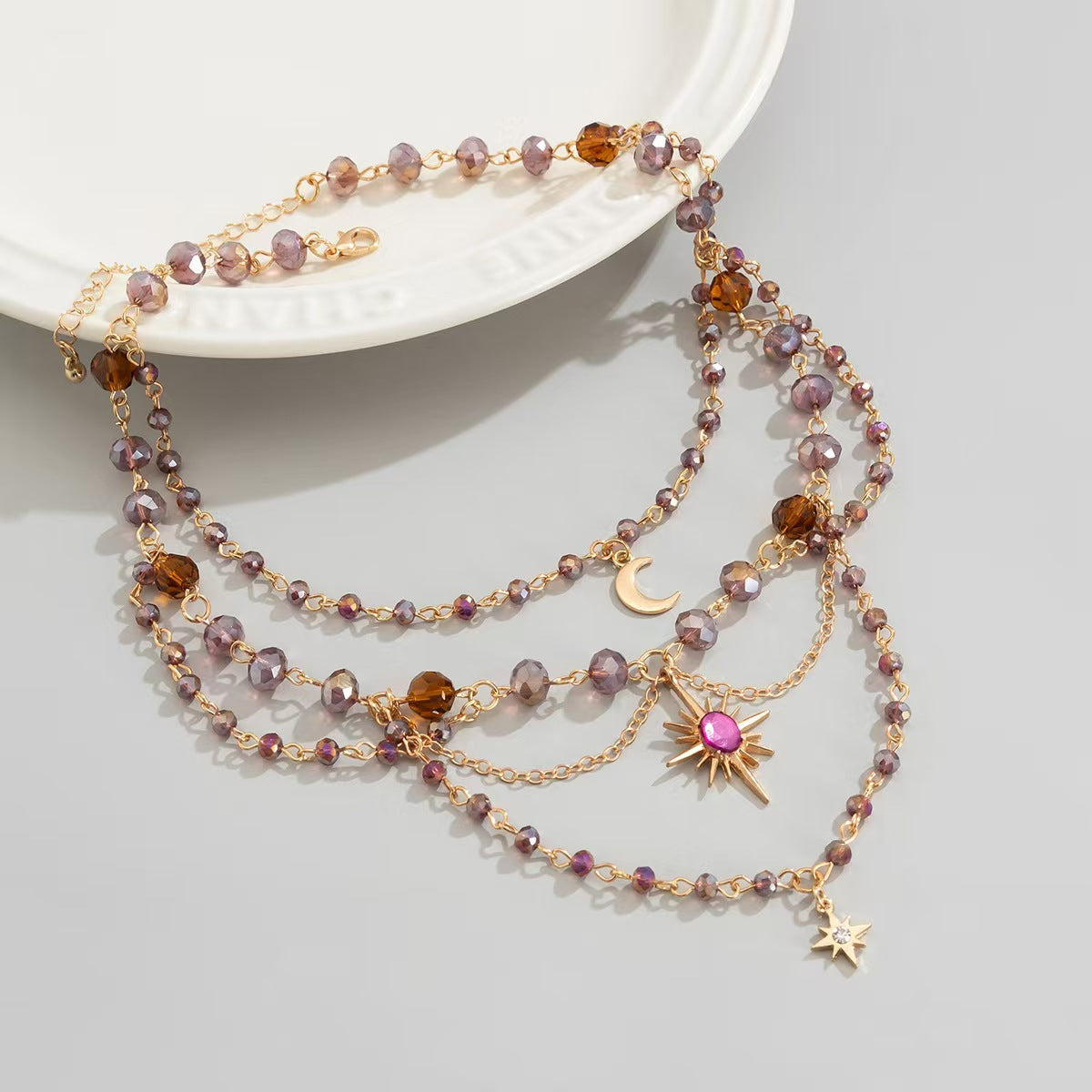 Wholesale Layering Sun Tassel Pendant Clavicle Chain Necklace Jewelry Accessory for Resale