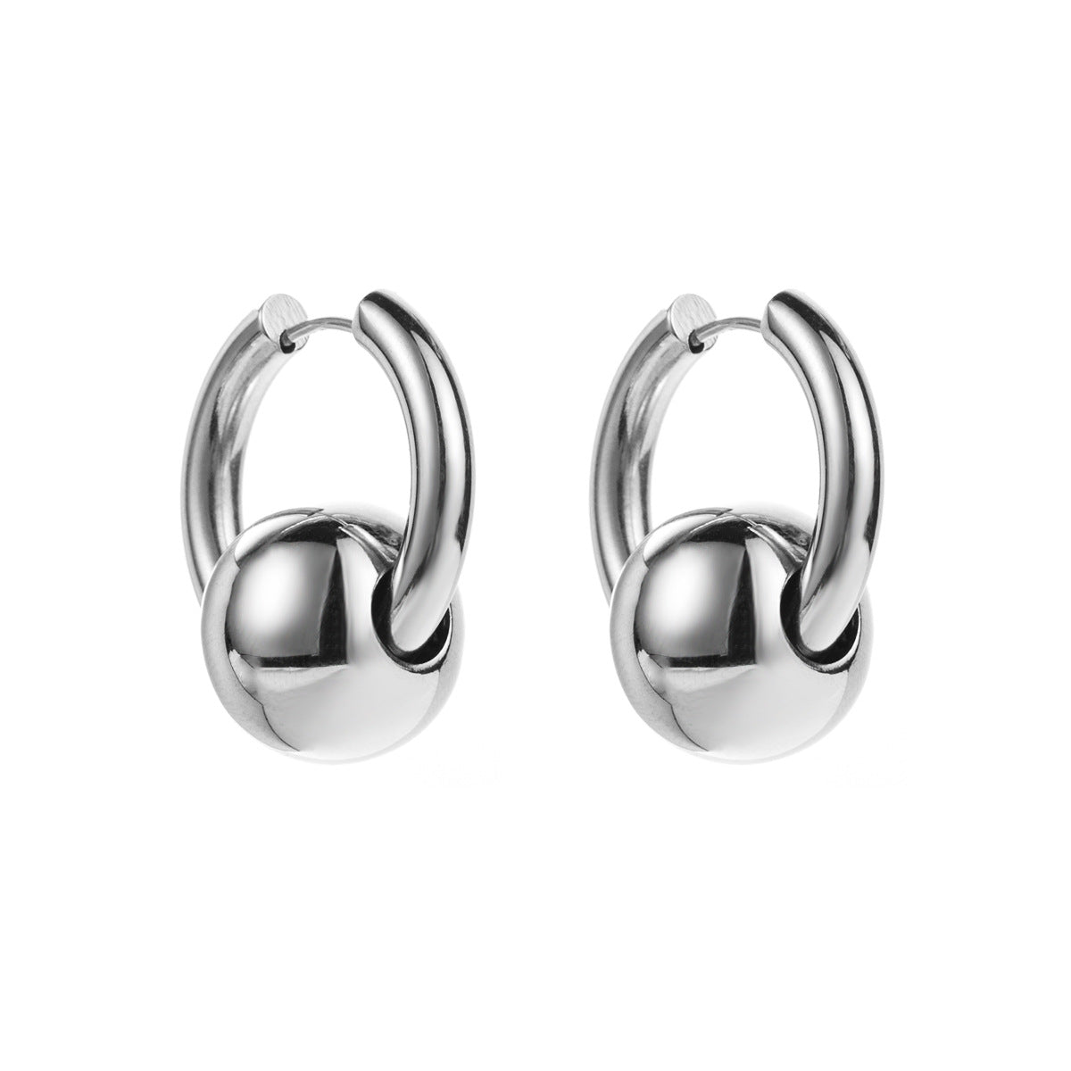 Wholesale Stainless Steel Earrings Simple Water Drop Ball Earrings ACC-ES-BP004