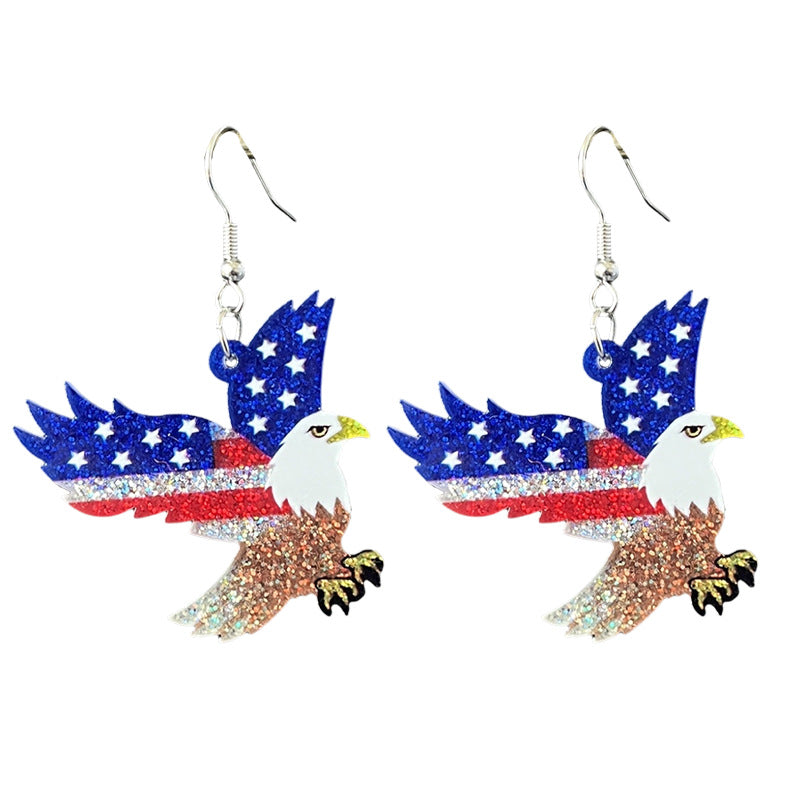 Wholesale Independence Day July 4  Shiny Bald Eagle Boots Butterfly Earrings