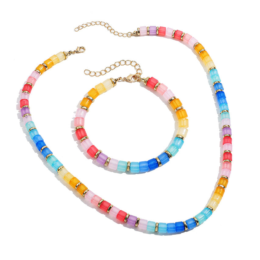 Wholesale Jelly Color Transparent Beaded Necklace
