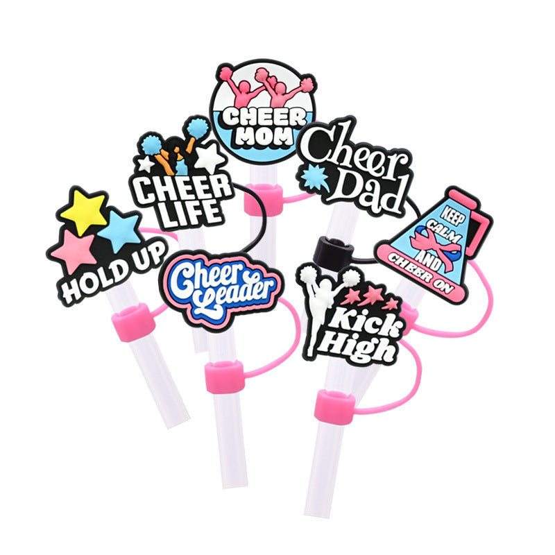 Wholesale Random 100pcs Cheerleading Series 8/10mm PVC Soft Straw Tube Cap