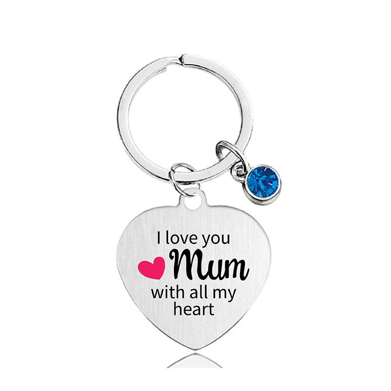 Wholesale Color Printed Blue Diamond Family Affection Inspirational Gift Metal Keychain Creative Keychain ACC-KC-Ganggu022