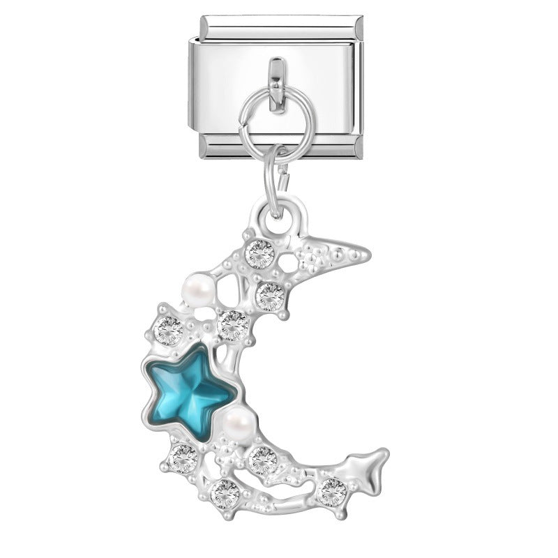 Wholesale  Italian Charm Bracelet 9mm DIY  Star Pendant Creative Stainless Steel Composable Bracelet