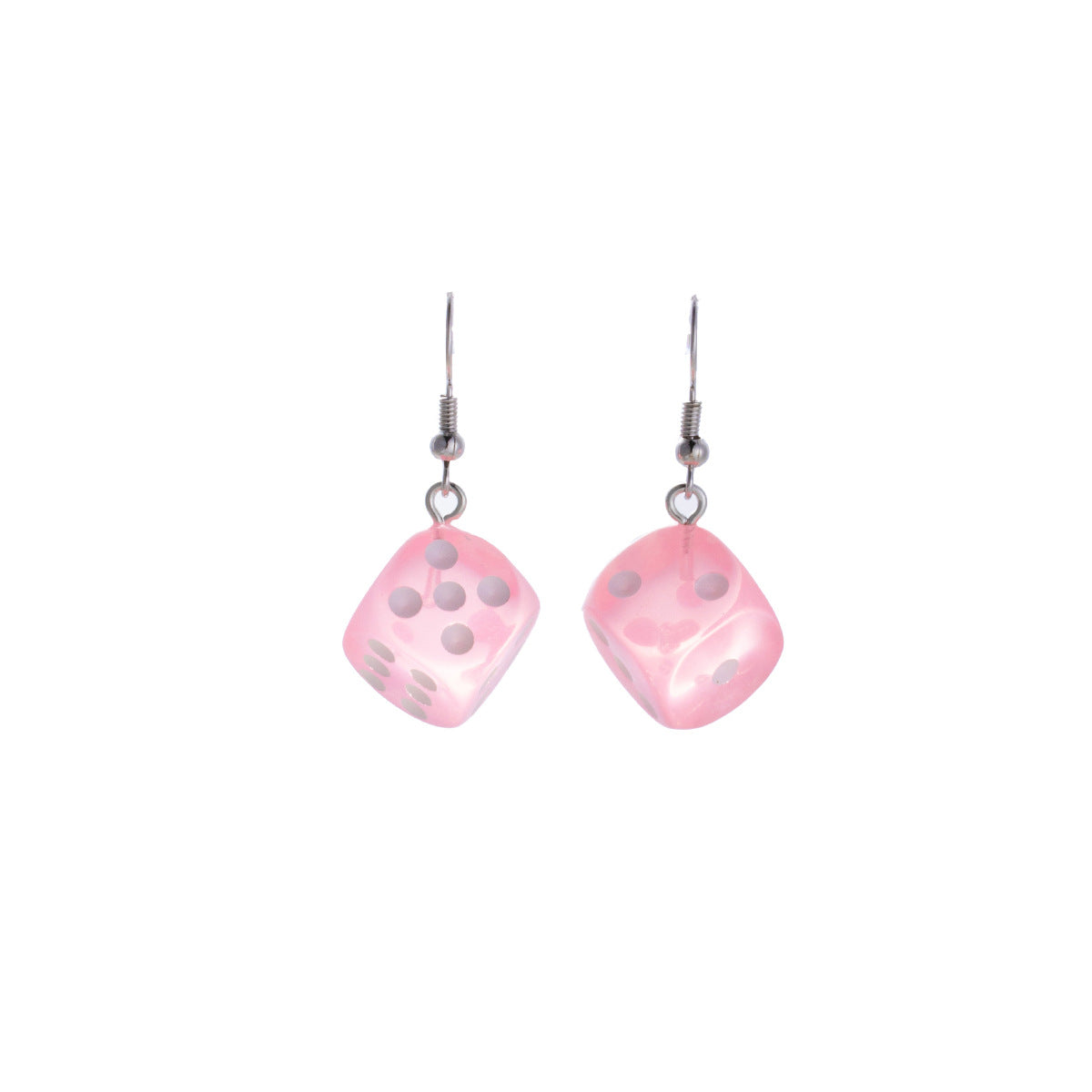 Wholesale Creative Three-dimensional Resin Pink Dice Ear Hook Light Luxury Earrings