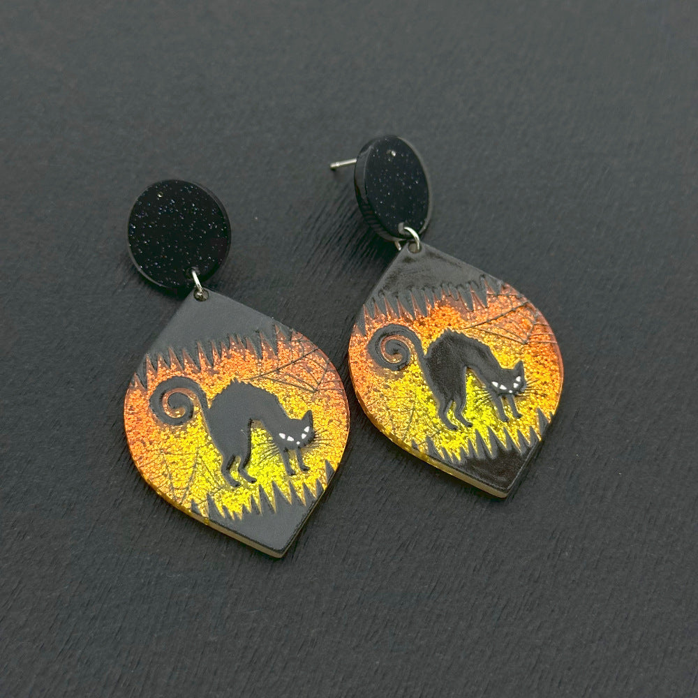Wholesale Halloween Colorful Ghost Eyes Acrylic Earrings ACC-ES-Weiw001
