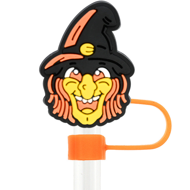 Wholesale Random 100pcs Halloween 10mm PVC Soft Straw Tube Cap ACC-SCR-RYY072
