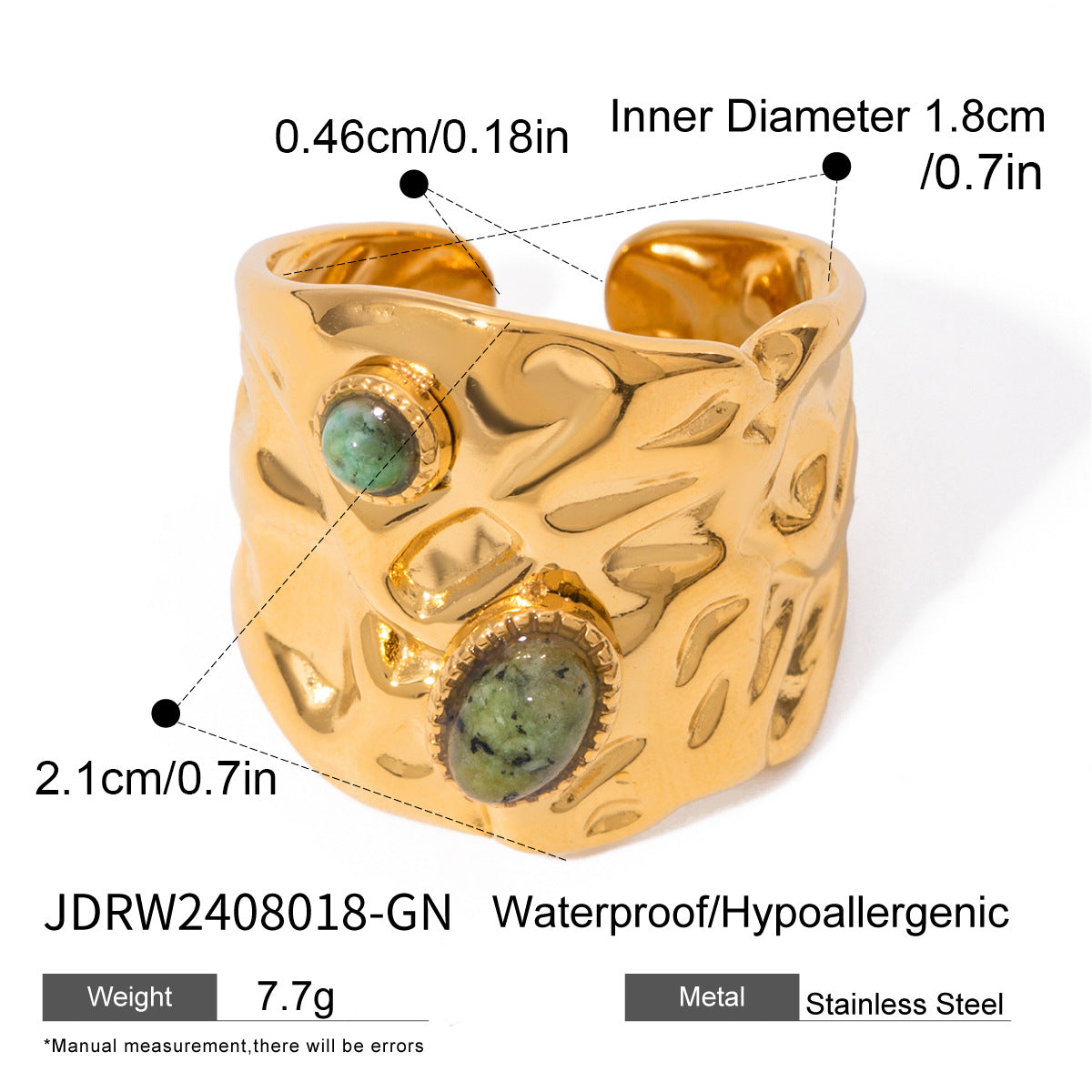 Wholesale 18k gold stainless steel round  pearl smooth hollow opening ring