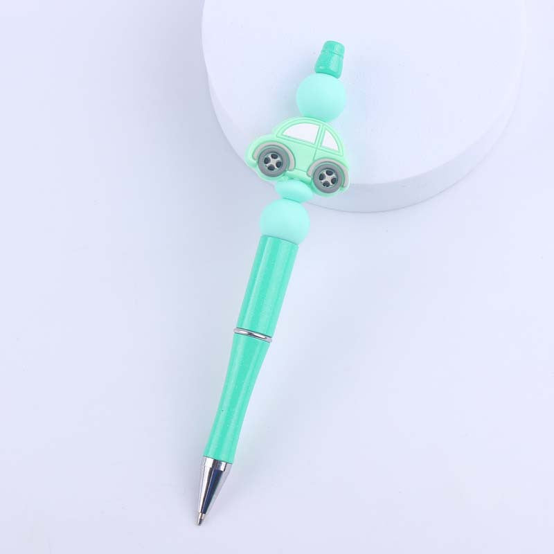 Wholesale  creative handmade cartoon car silicone color plastic beaded pen