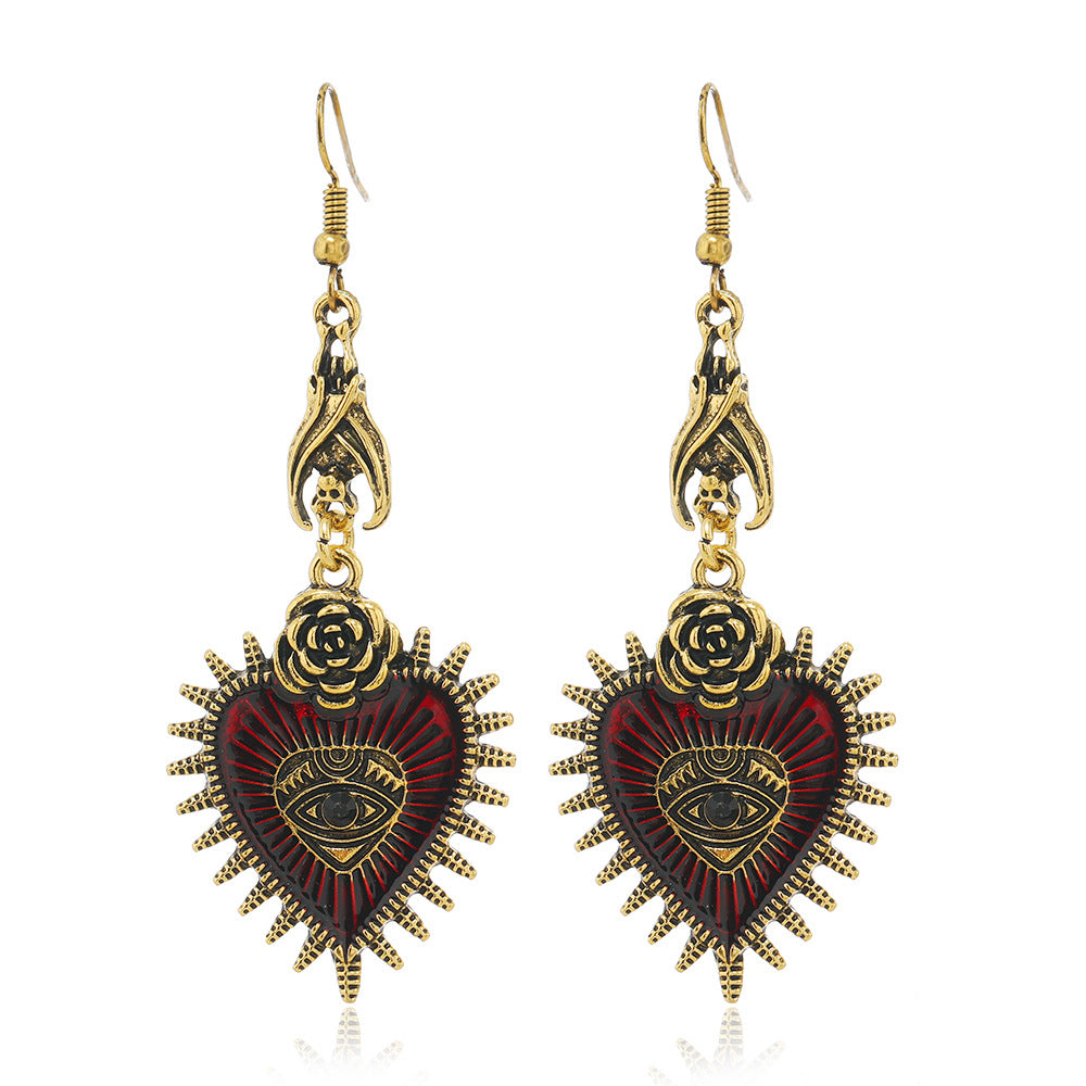 Wholesale Gothic Punk Heart Bat Earrings - Alloy Electroplated,  Jewelry Accessory for Boutique Resale