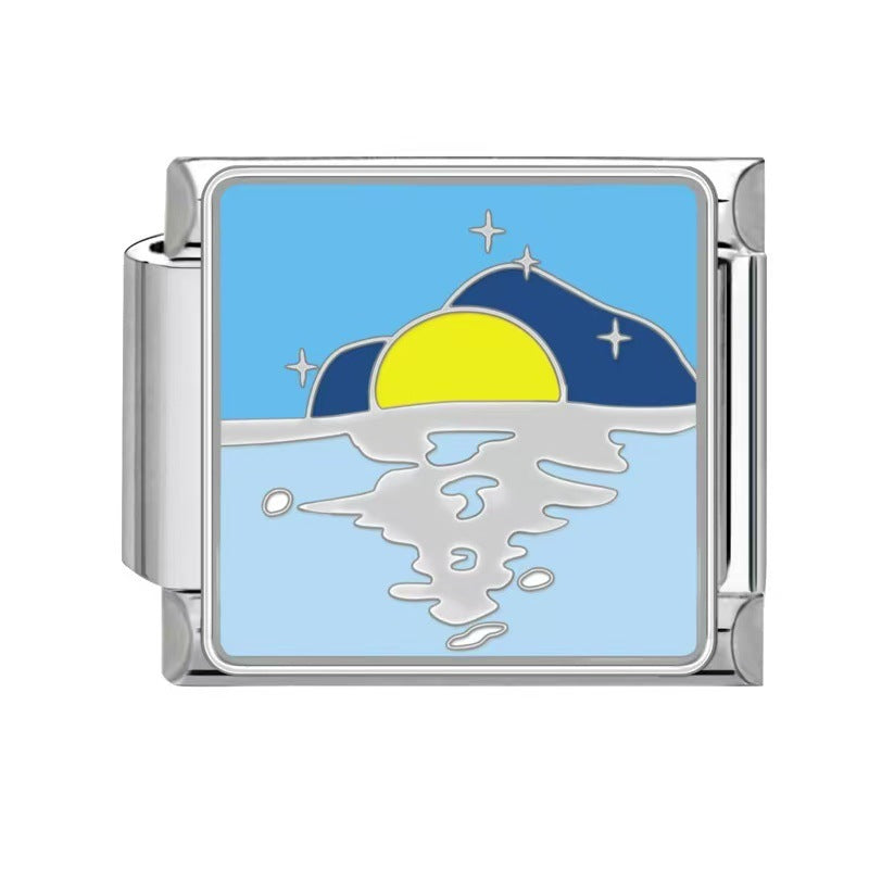 Wholesale Italian Charm Bracelet 9mm DIY Splicing Ocean Series Stainless Steel Composable Bracelet