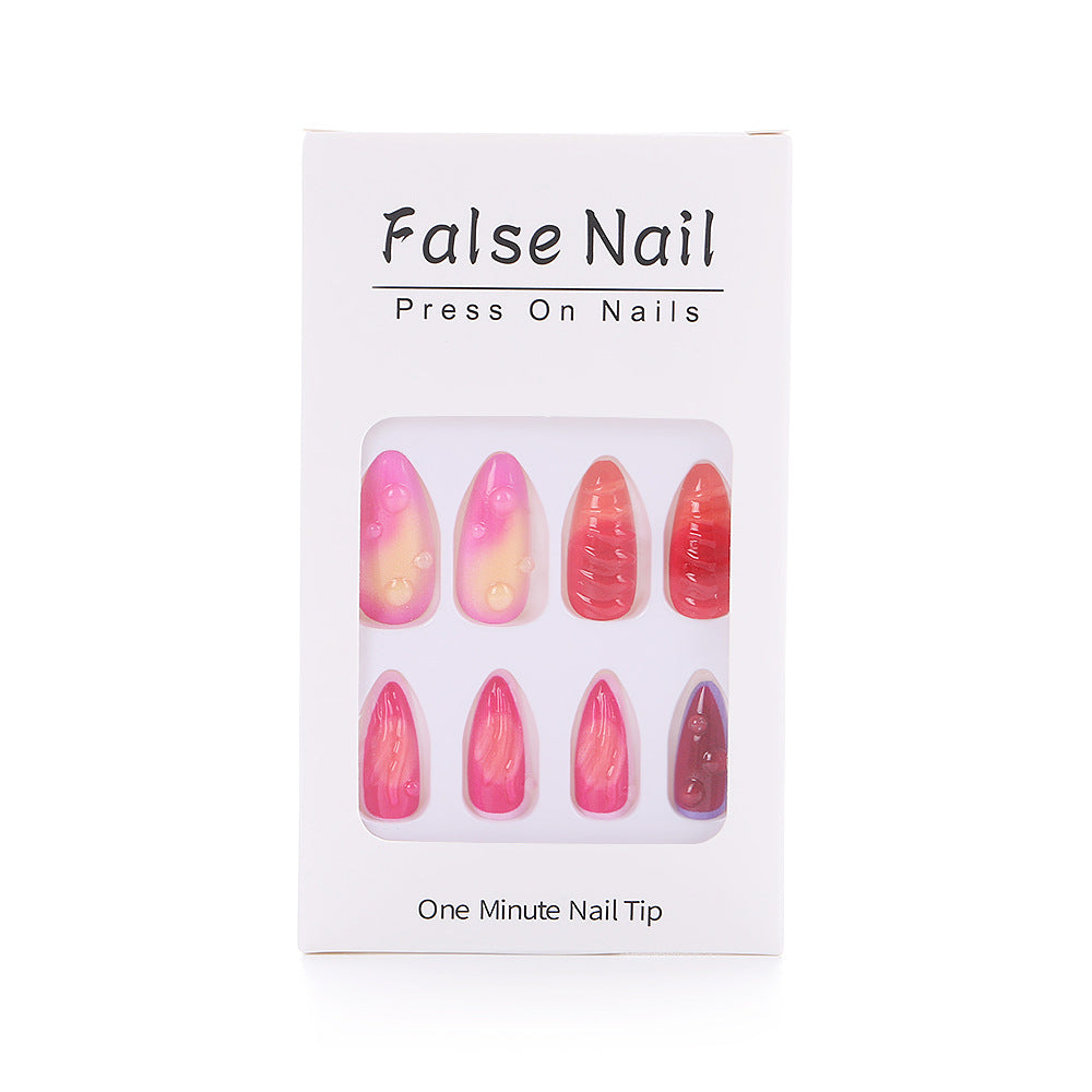 Wholesale 24 Pieces/ box Almond 3D Small Blisters Water Drops Nail