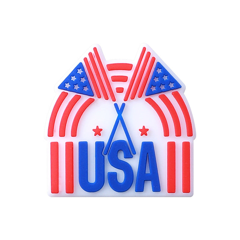 Wholesale 20pcs American Independence Day Bull Head Silicone Focal Beads DIY Beaded Pen Accessories ACC-BDS-HeXing016