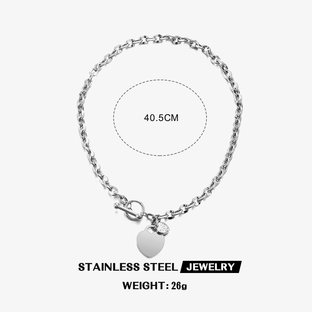 Wholesale stainless steel simple heart jewelry bracelet necklaces set