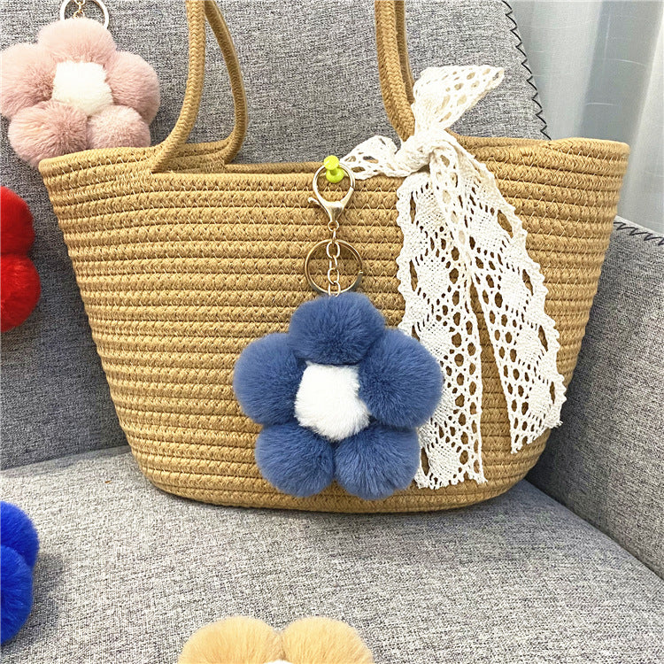 Wholesale Cute Flower Plush Keychain Red Plush Bag Charm For Bags And Car Keys Everyday Use Gift Boutique Resale