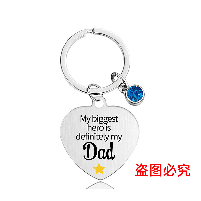 Wholesale Color Printed Blue Diamond Family Affection Inspirational Gift Metal Keychain Creative Keychain ACC-KC-Ganggu022