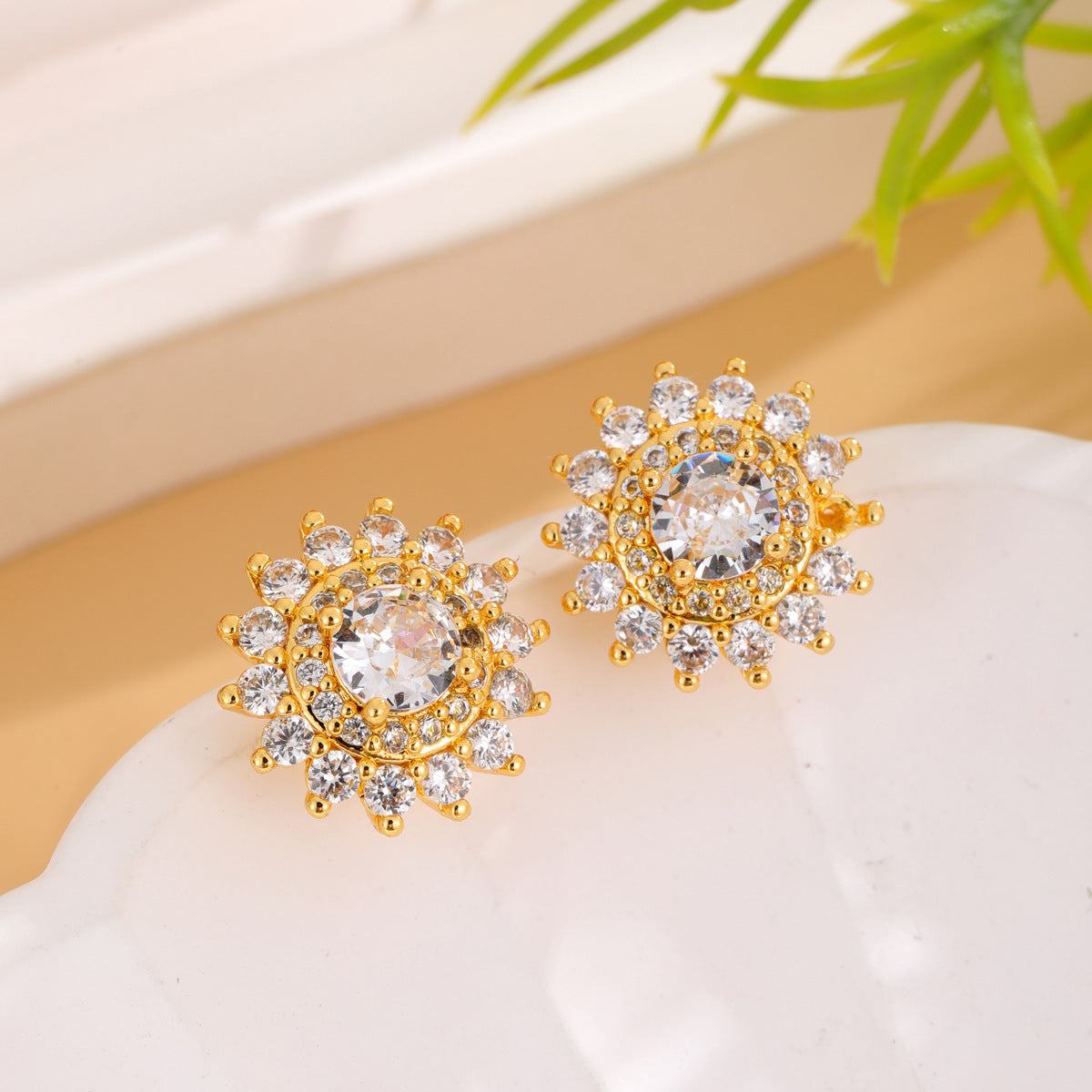 Wholesale Sunflower Flower Copper Plated Earrings