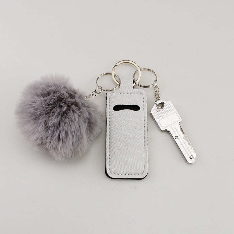 Wholesale Fur Ball Lipstick Set Folding Keychain ACC-KC-TMS008