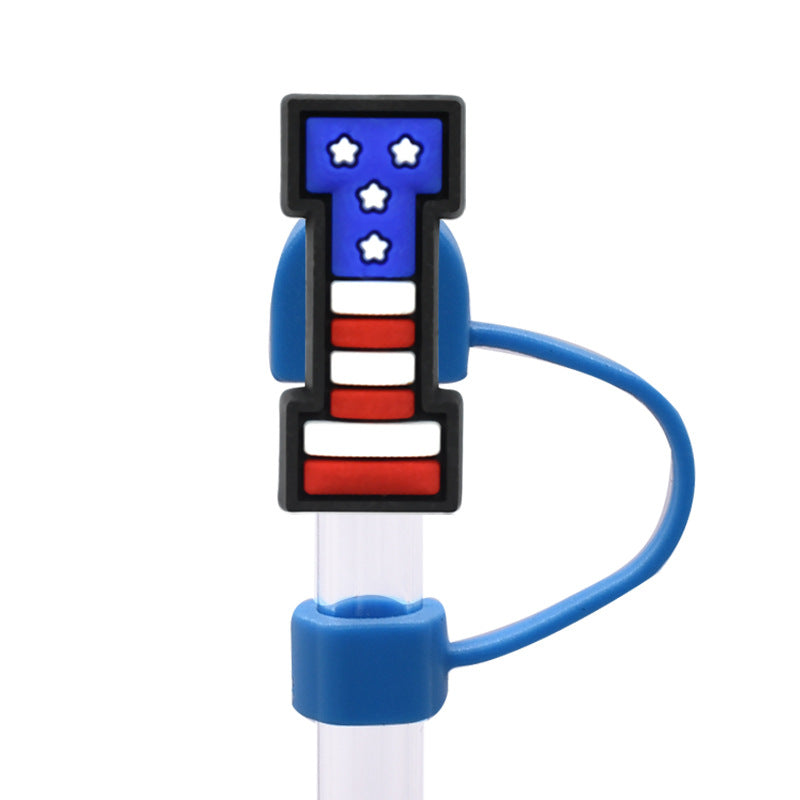 Wholesale Random 100pcs dustproof straw cap letter Straw Cover Straw Tube Cap