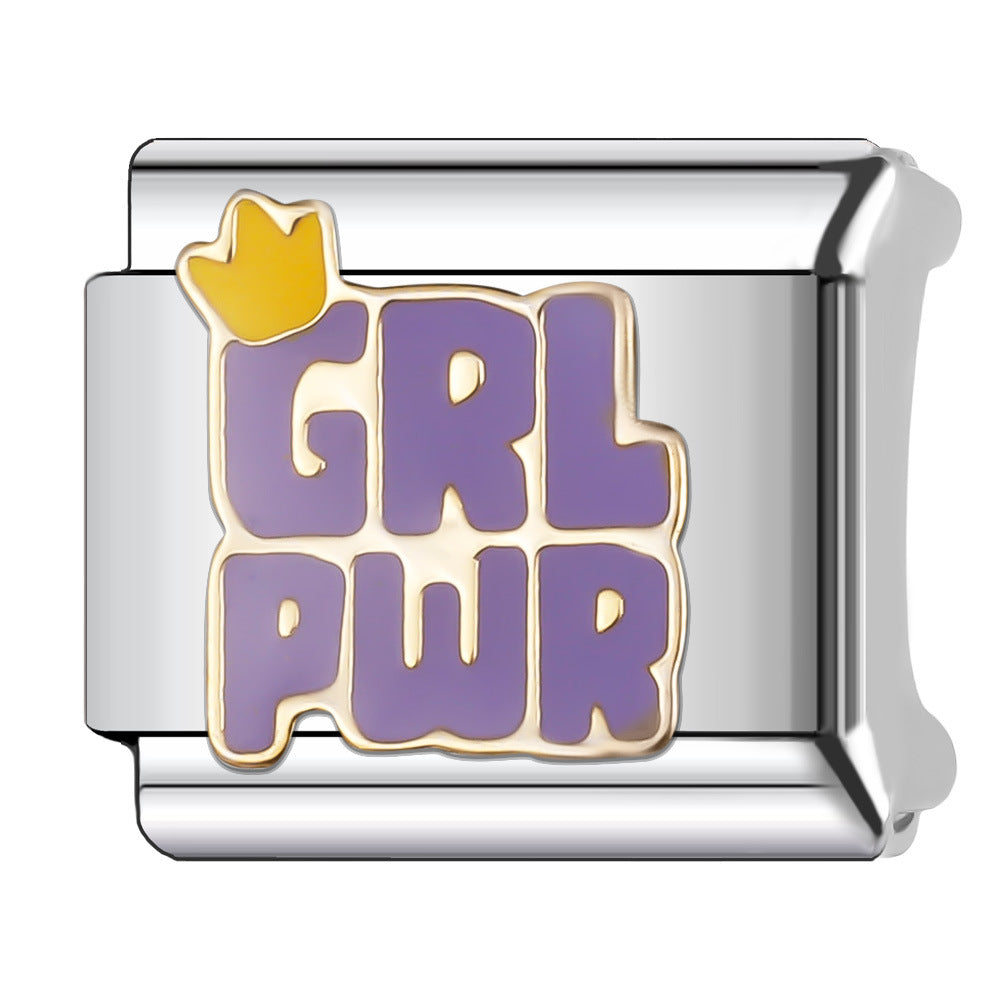 Wholesale Italian Charm Bracelet 9mm DIY Splicing English Retro Series Stainless Steel Composable Bracelet