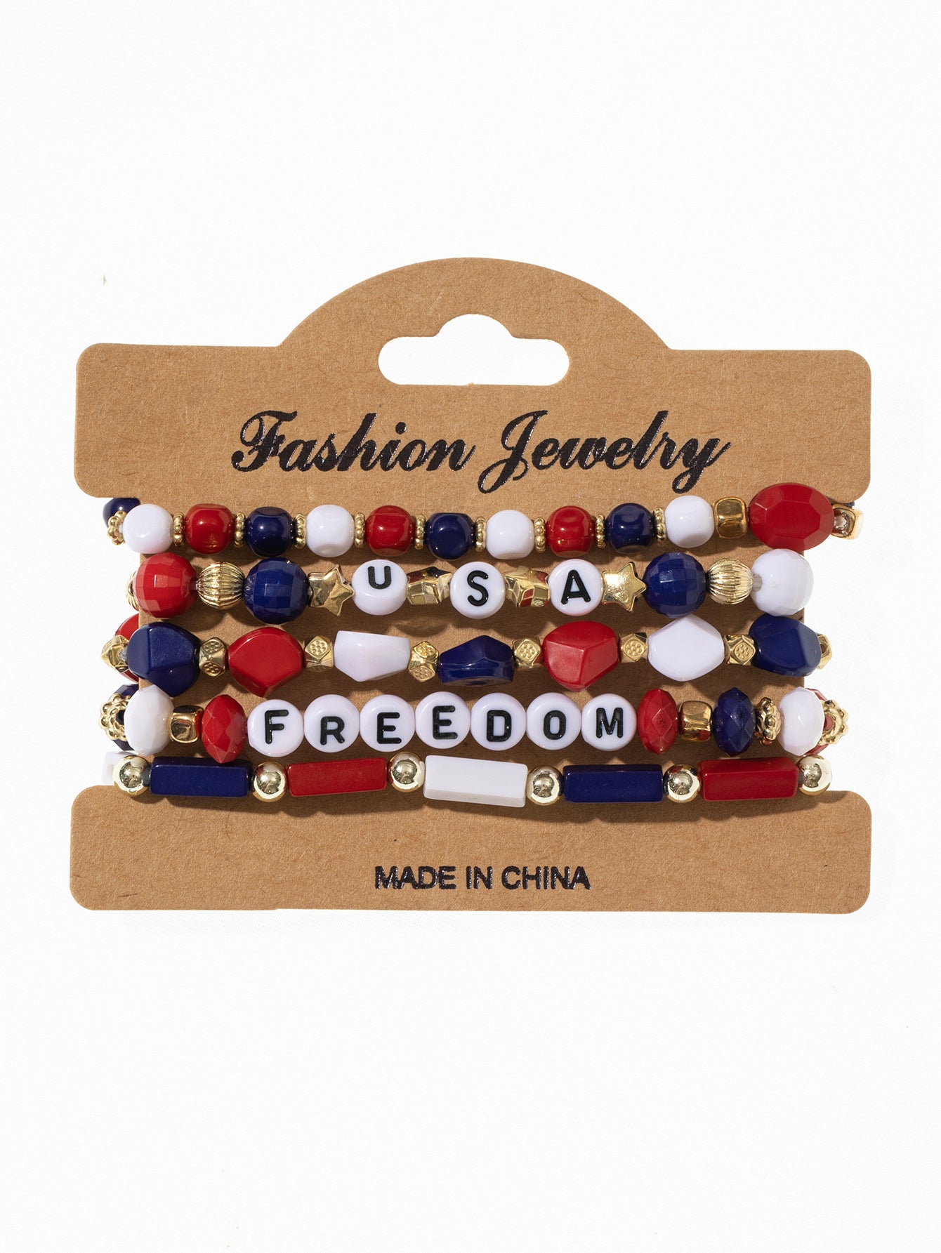 Wholesale American Flag Independence Day Multi-layer Elastic Letter Beaded Bracelet ACC-BT-Xunru002