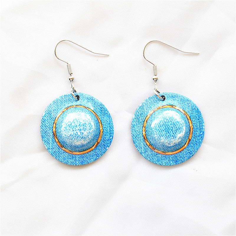 Wholesale Creative Summer Cool Vacation Acrylic Sheet Colorful Hat Earrings ACC-ES-XN030