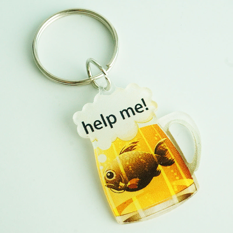 Wholesale 2pcs Fun and Humorous Wine Lover Warning Sign Wood Keychain ACC-KC-HY025