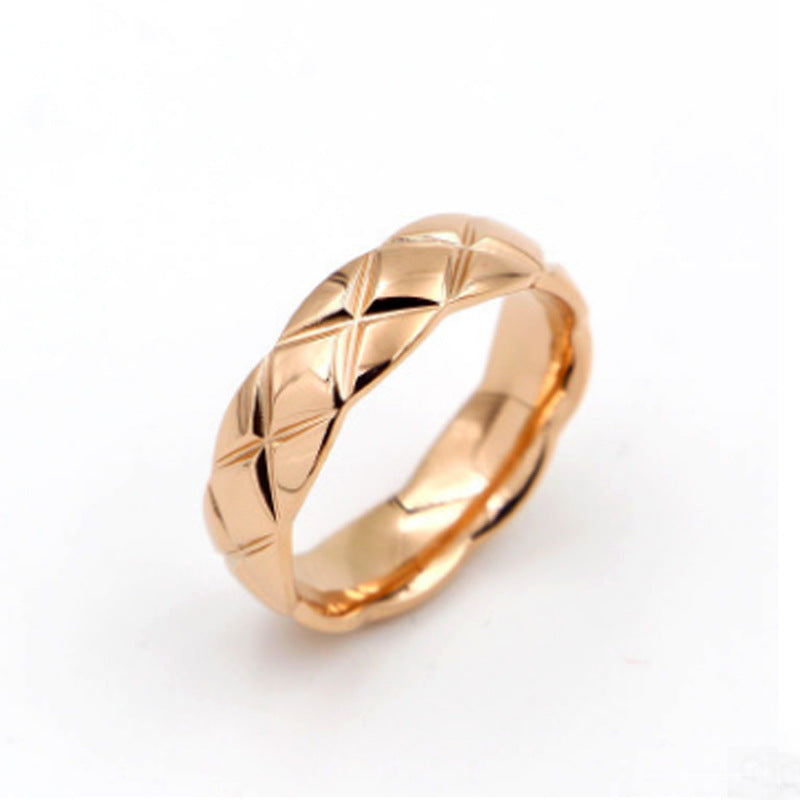 Wholesale Titanium Steel Diamond Pattern Rings