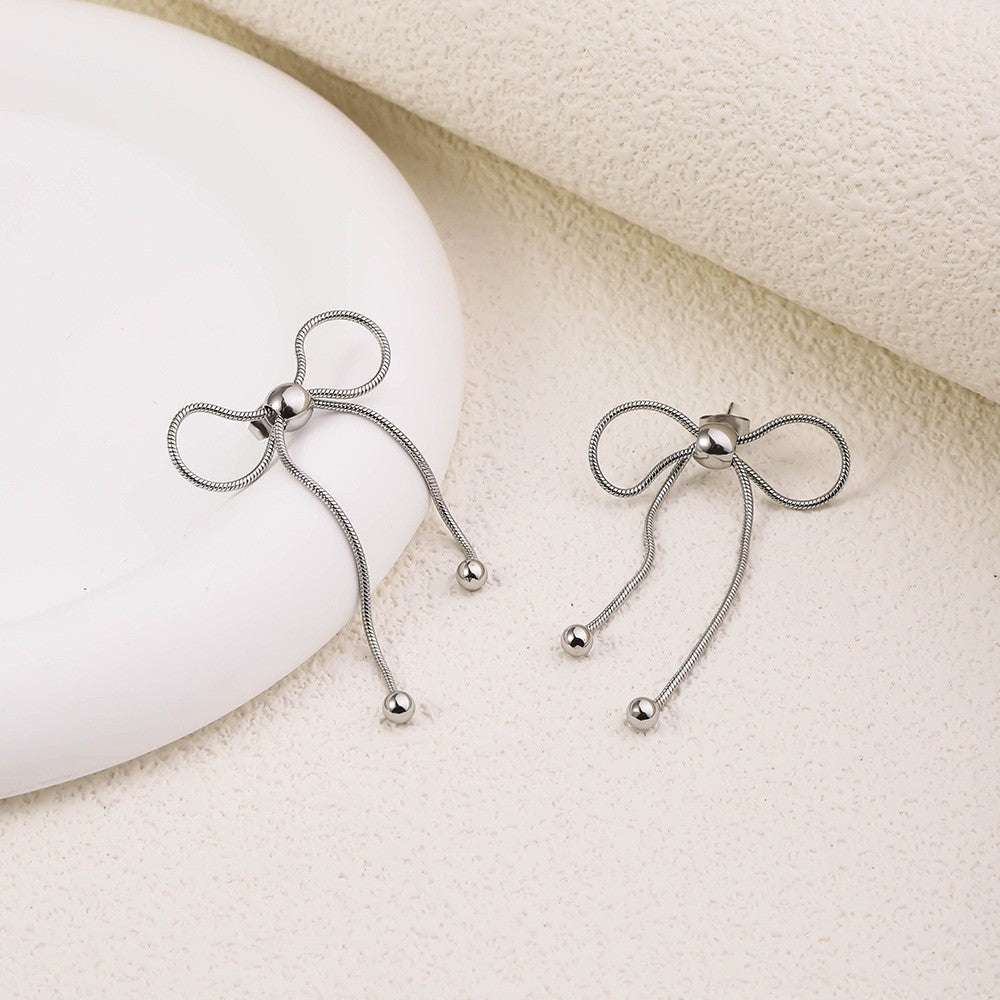 Wholesale Love Mirror Tassel Stainless Steel Earrings