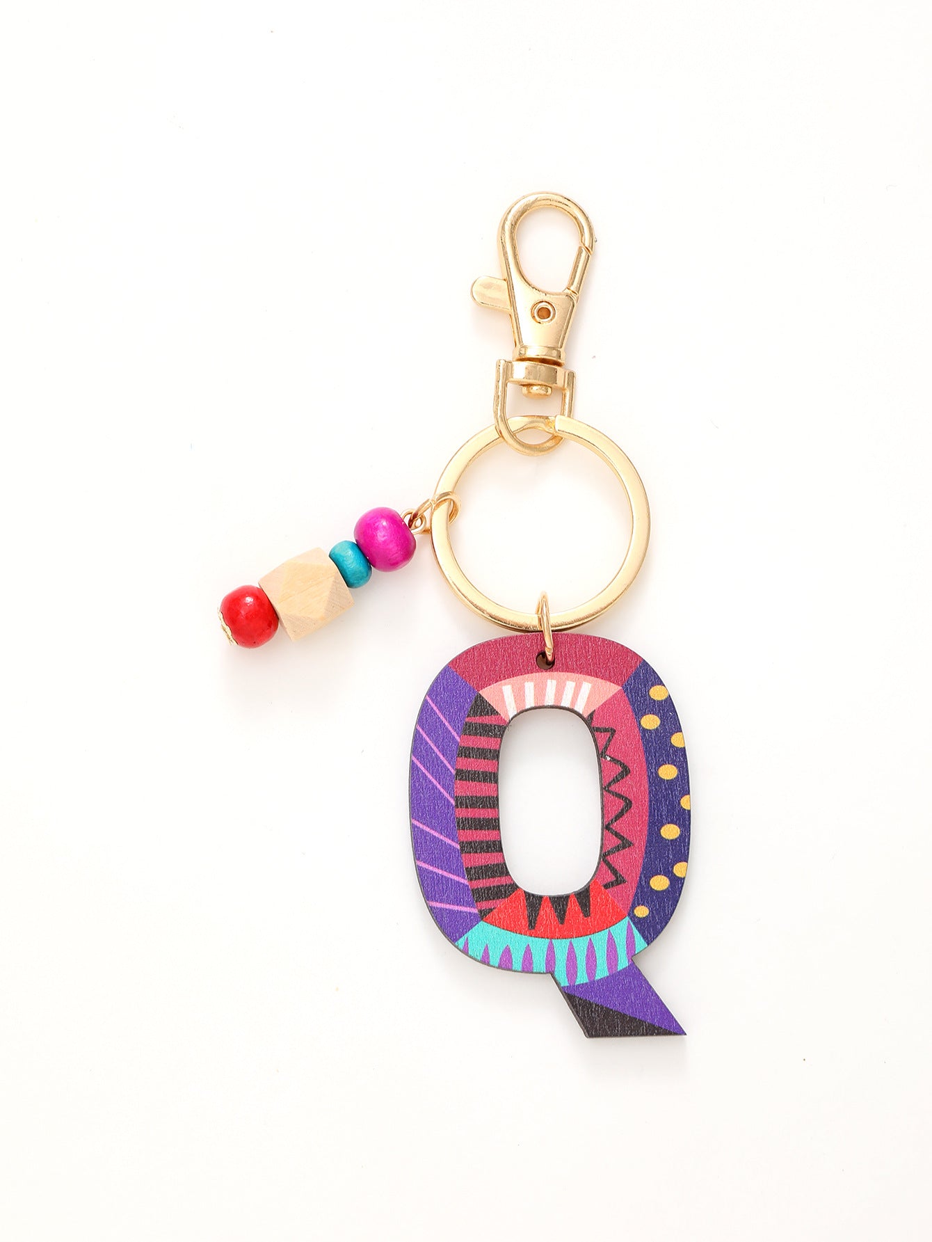 Wholesale Trendy Alphabet Bead Keychain Wooden Car Key Accessory Gift Boutique Resale