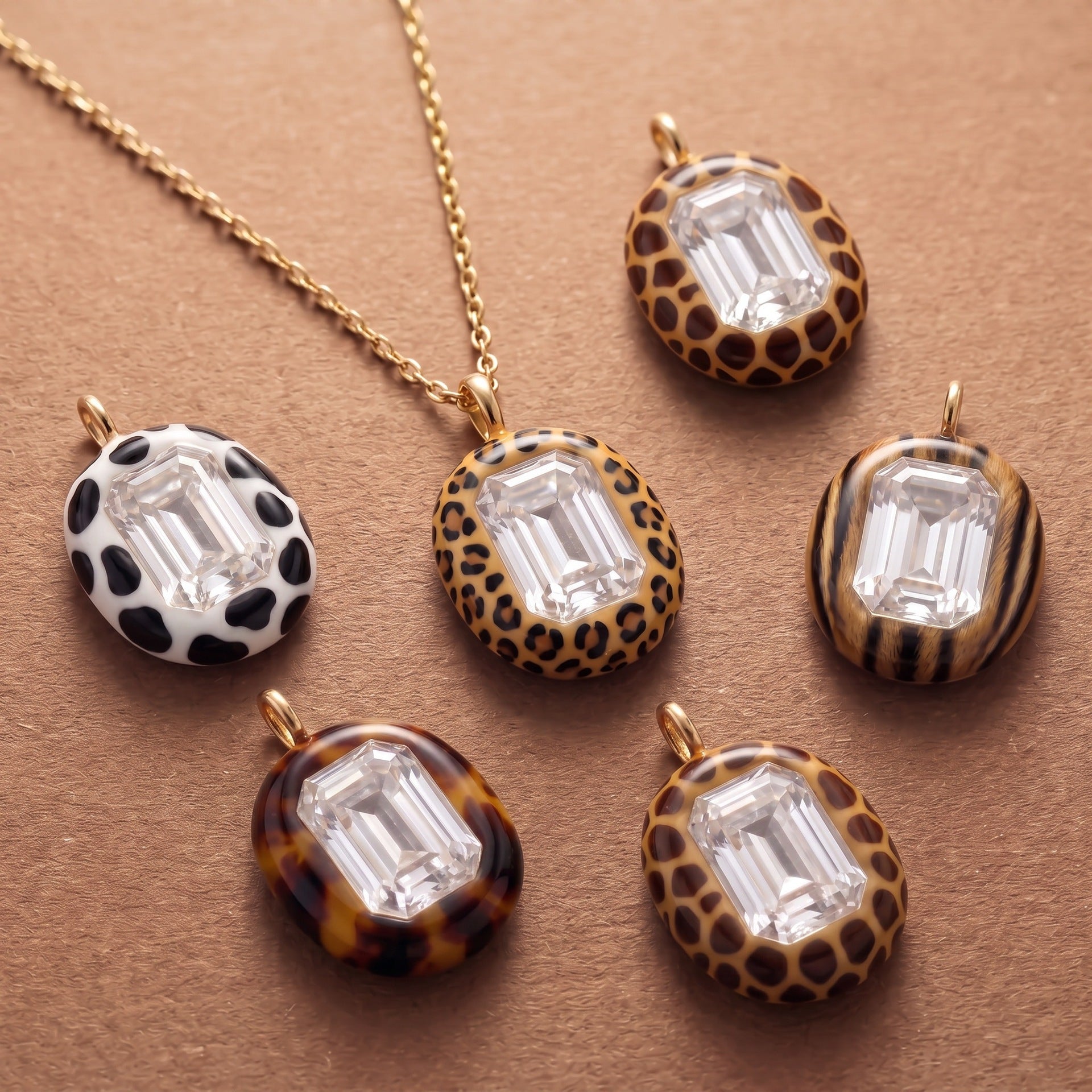 Wholesale Stainless Steel Zebra Pattern Pendant With Open Chain 18K Gold Tone Finish DIY Jewelry Accessory For Fashion Gift