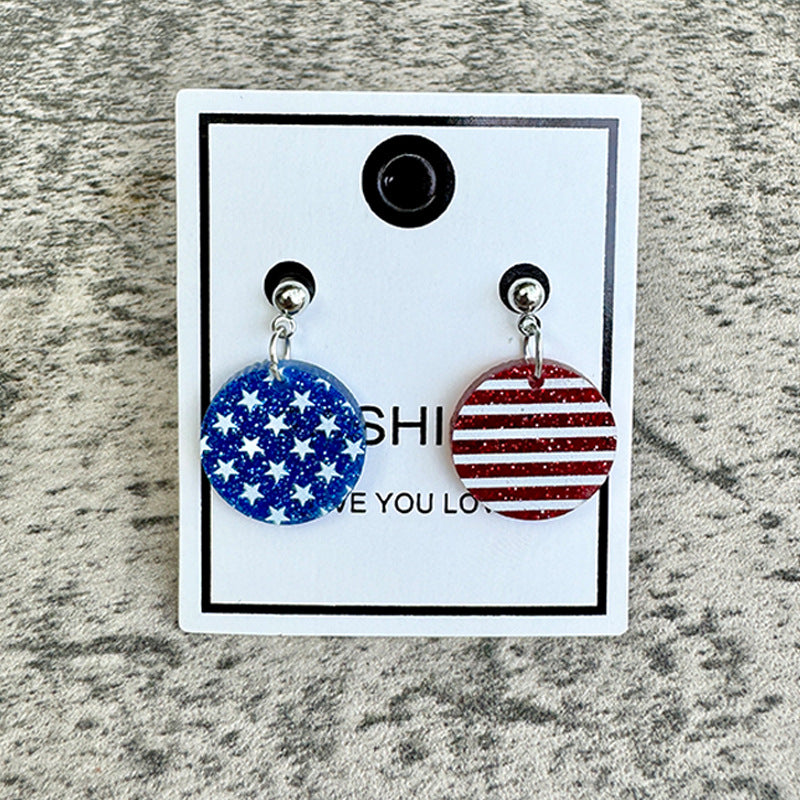 Wholesale American Independence Day Pentagram Acrylic Glitter Earrings ACC-ES-XinChuan013