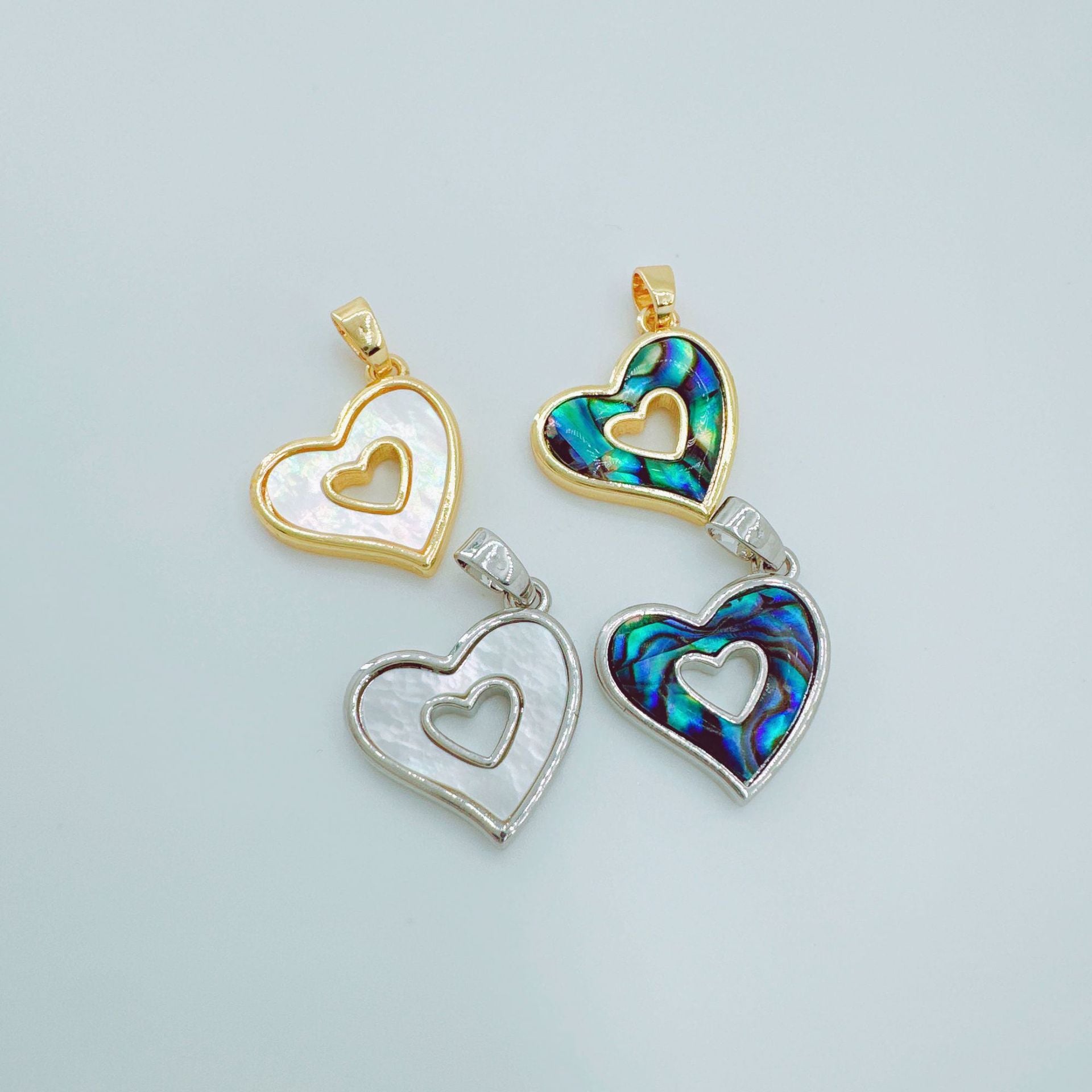 Wholesale DIY Shell Heart Necklace Pendant Gold Plated Fashion Jewelry Accessory Boutique Resale