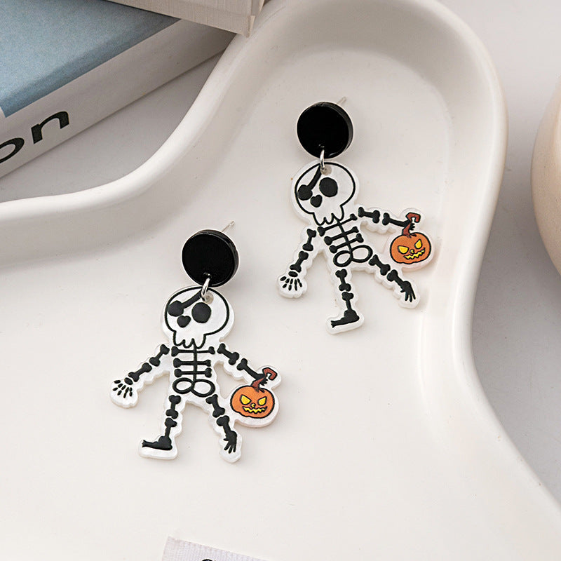 Wholesale   Funny Pumpkin Skull Earrings Ghost Acrylic Earrings