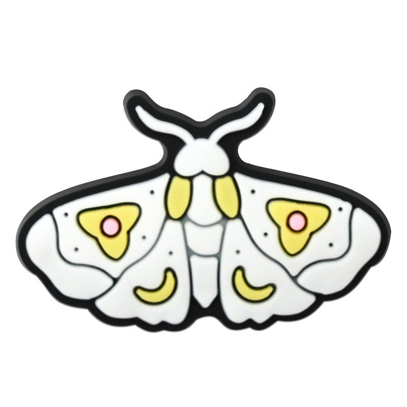 Wholesale   Random 100pcs Colorfulful Moth Series PVC Soft Rubber Shoe Buckle Decoration