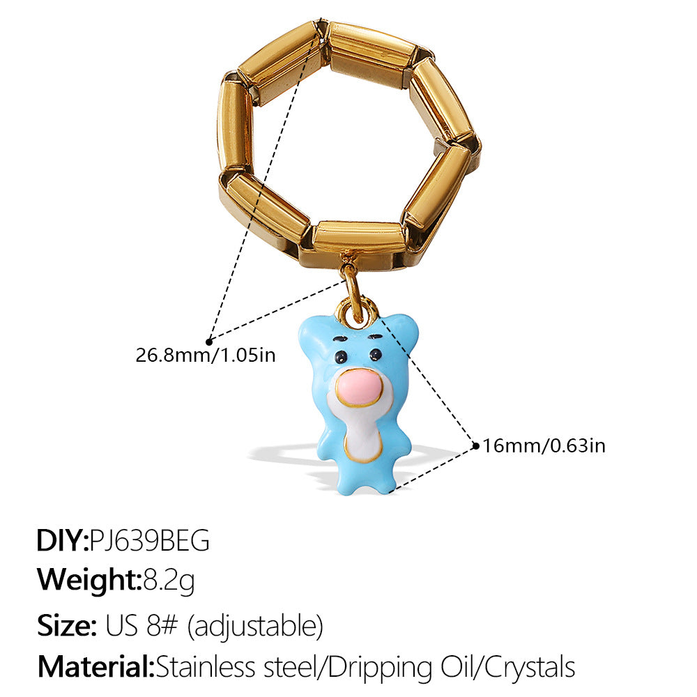 Wholesale Stainless Steel 18K Gold-Plated Pendant Ring Oil Dripping Accessible Luxury Hot-Selling Popular Pendant Ring Jewelry