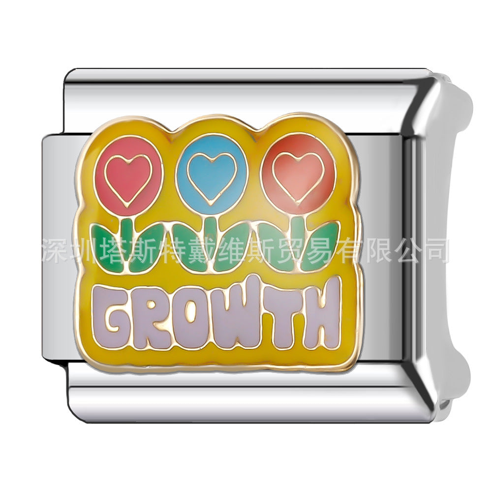 Wholesale  Italian Charm Bracelet 9mm DIY English Word Series Creative Stainless Steel Composable Bracelet