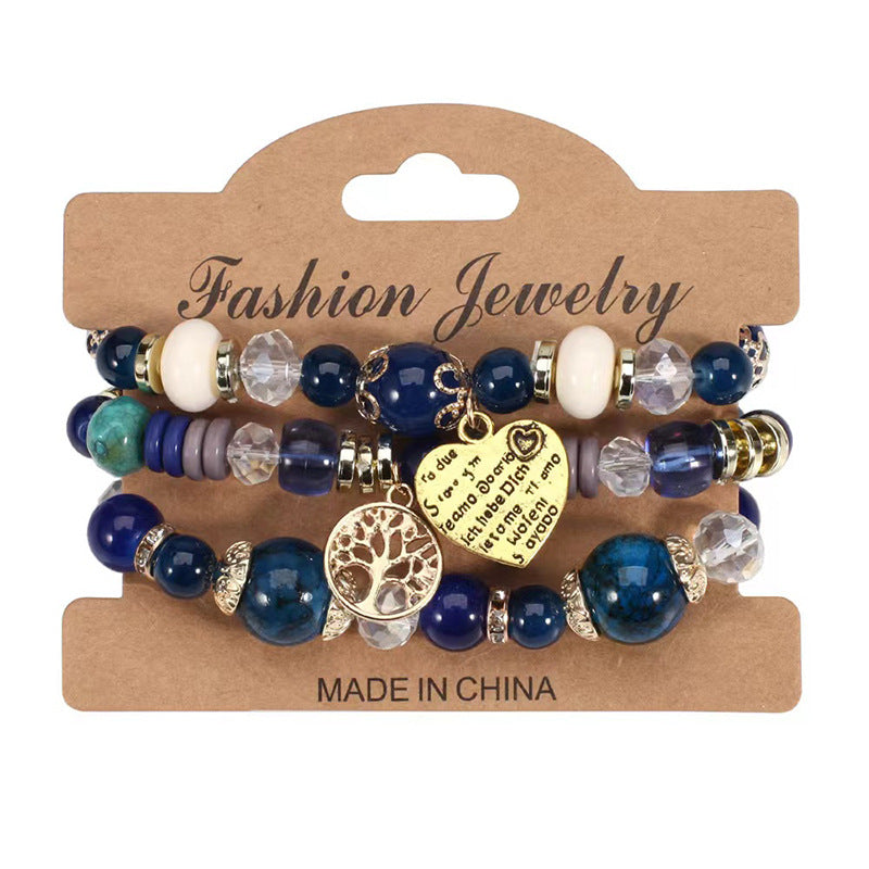 Wholesale Bohemian Elastic Multi-layer Colorful Beaded Love Bracelet ACC-BT-FengLi002