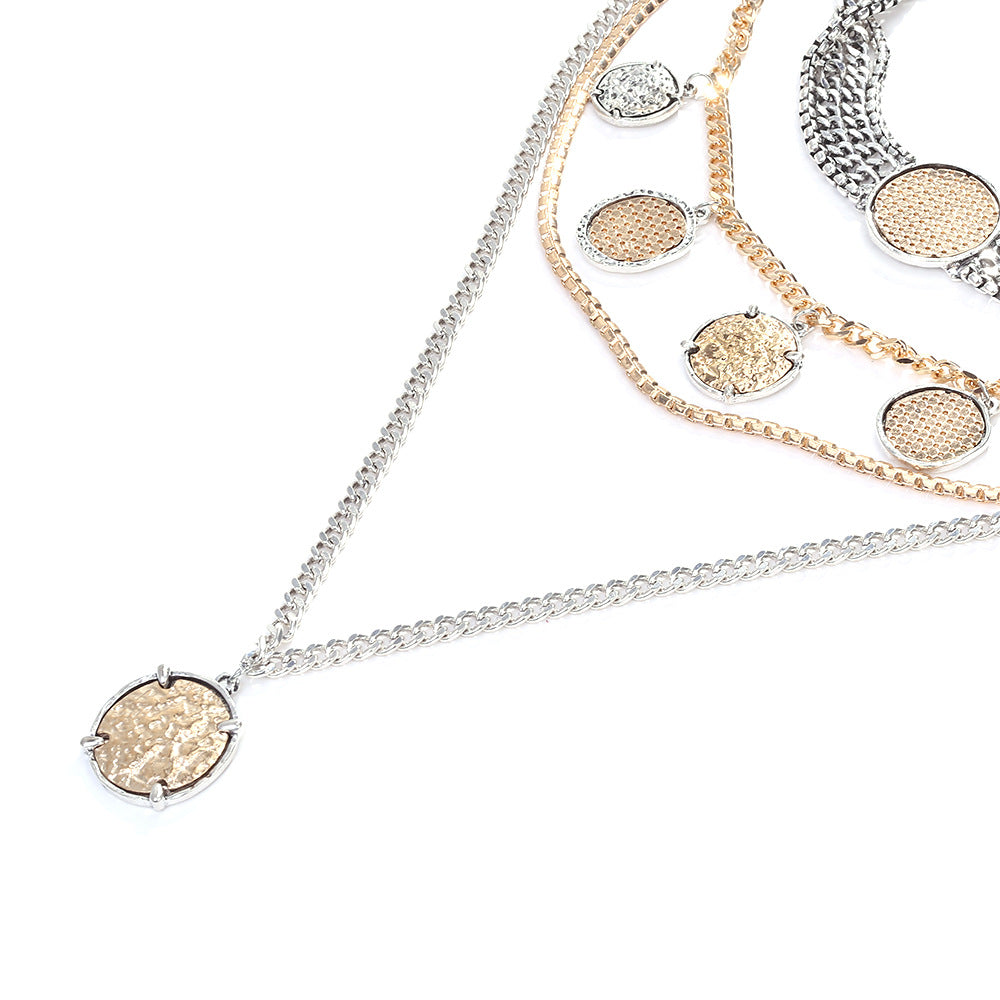 Wholesale Multi-Layer Geometric Coin Pendant Necklace