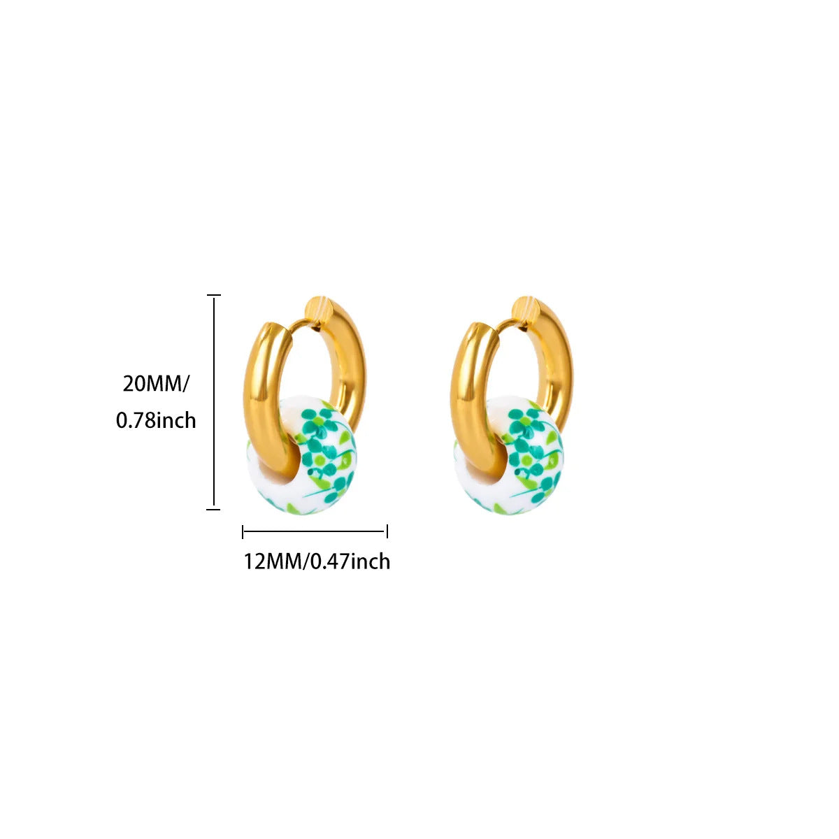 Wholesale Stainless steel earrings plated with 18K gold and natural stone