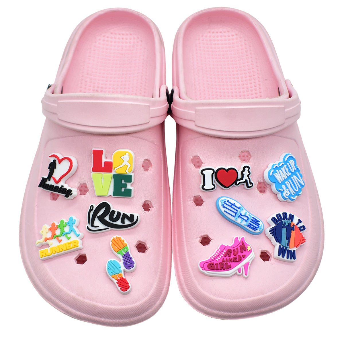 Decorazione casuale all'ingrosso della fibbia della scarpa in gomma morbida del PVC di serie di maratona da 100 pezzi