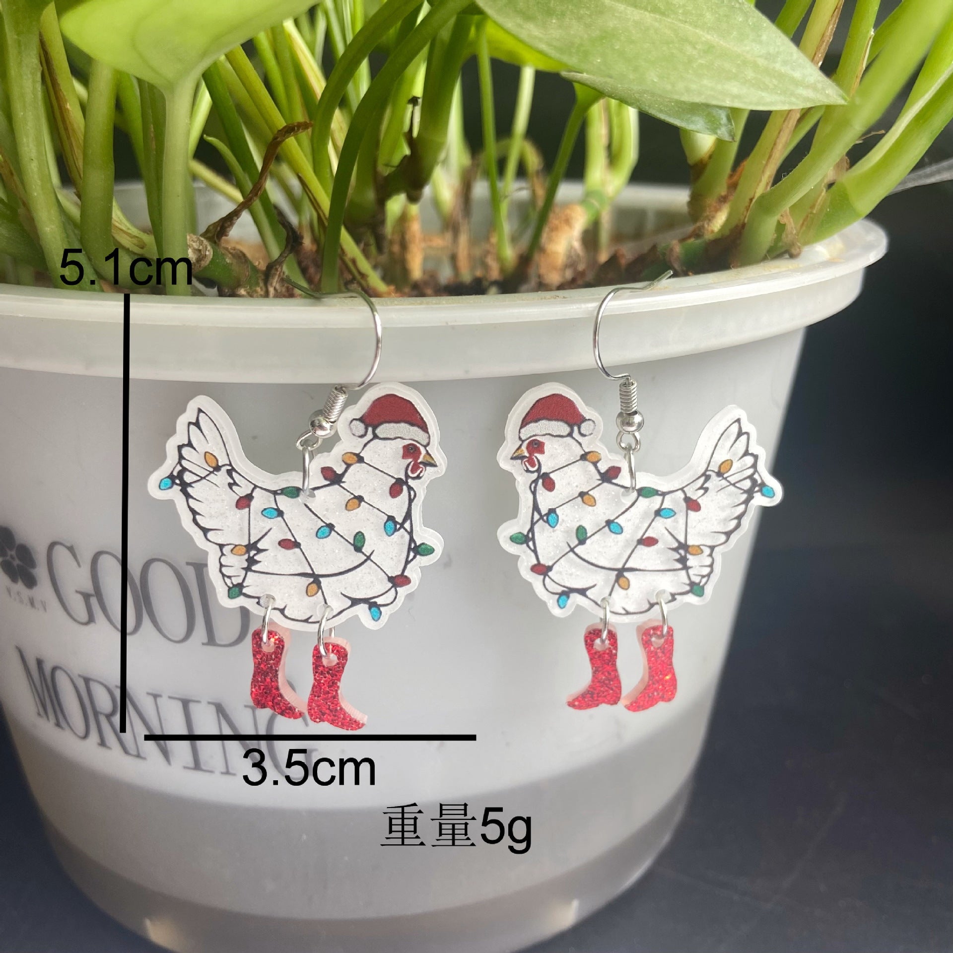Wholesale Christmas Colorful Rooster Acrylic Earrings