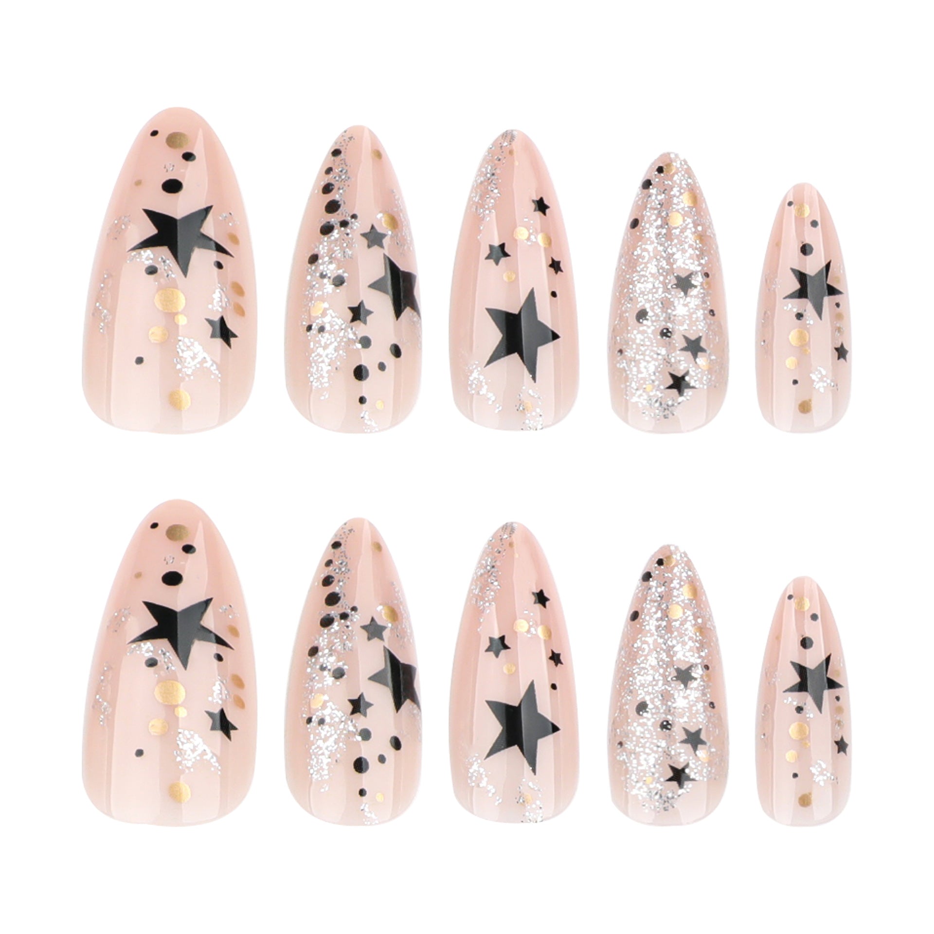 Wholesale 24 Pieces/box Black Star Nails Kits Nail Stickers