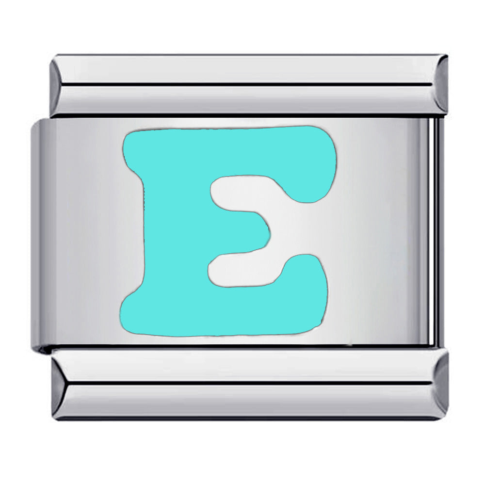 Wholesale Italian Charm Br Popular DIY Italian Modular Bracelet Titanium Steel Sky Blue English Letters Simple