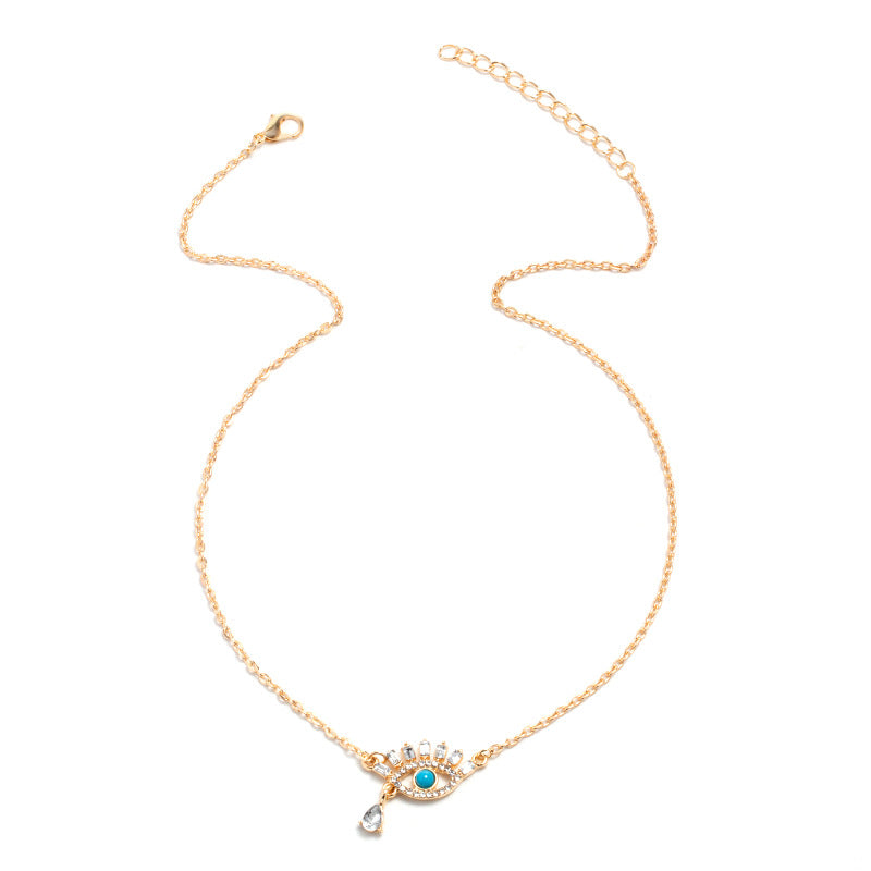 Wholesale Evil Eye Pendant Necklace Gold Tone Zinc Alloy Rhinestone Jewelry Accessory