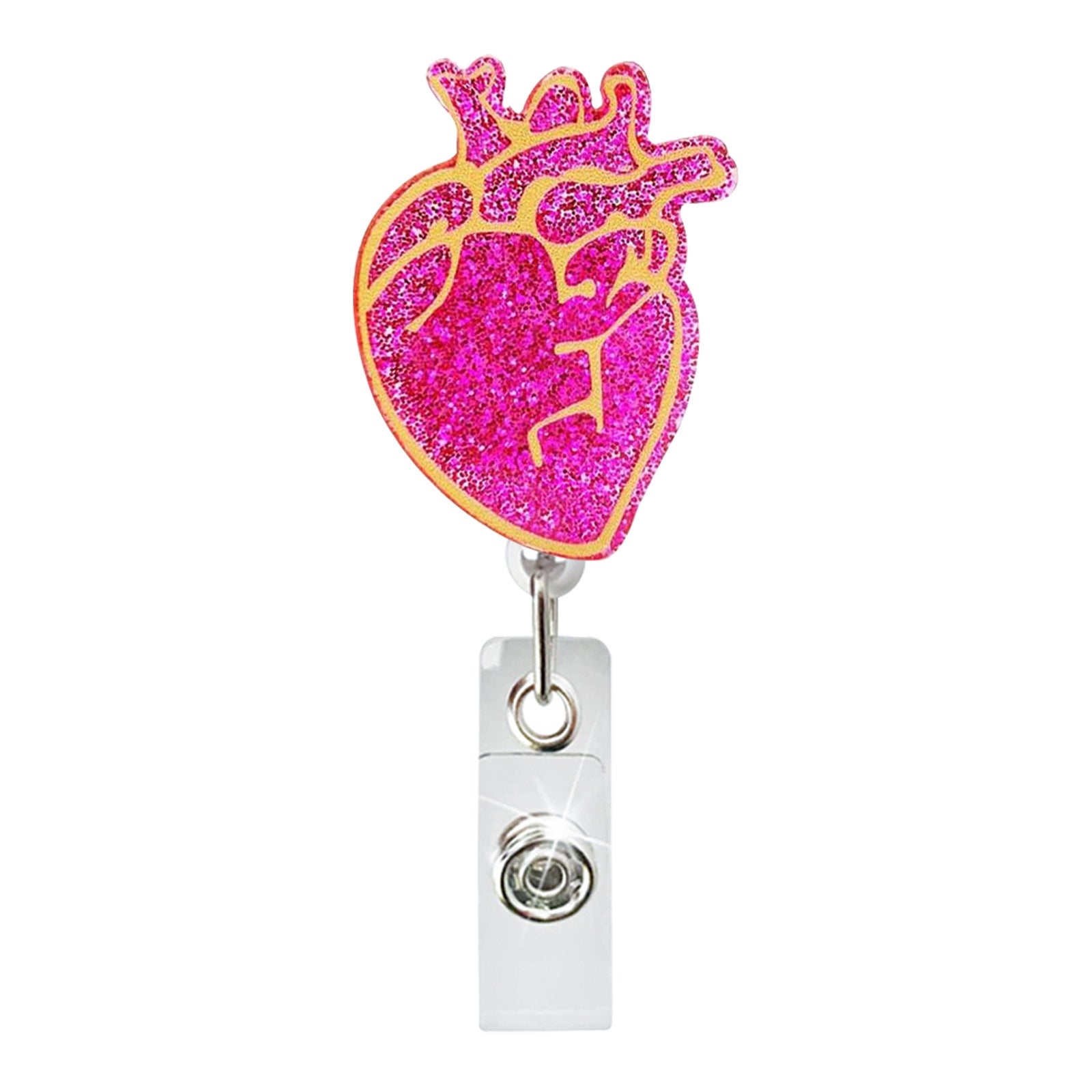 Wholesale Heart Pattern Acrylic Badge Scroll Easy Stretch Shrink Keychain ACC-KC-BoYan004