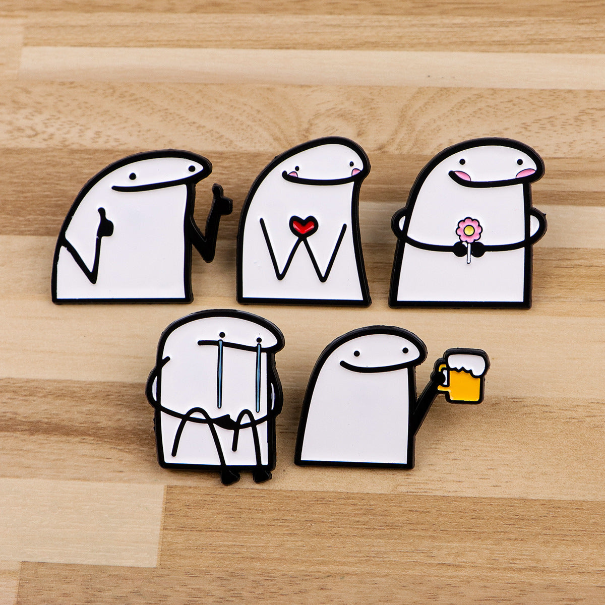 Wholesale 5pcs Simple line drawing cartoon brooch