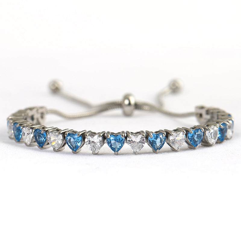 Wholesale  Titanium Steel Inlaid Zircon Stretch Bead Bracelet