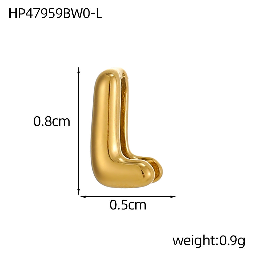 Wholesale Hollow small letters stainless steel plated 18K gold mini pendant