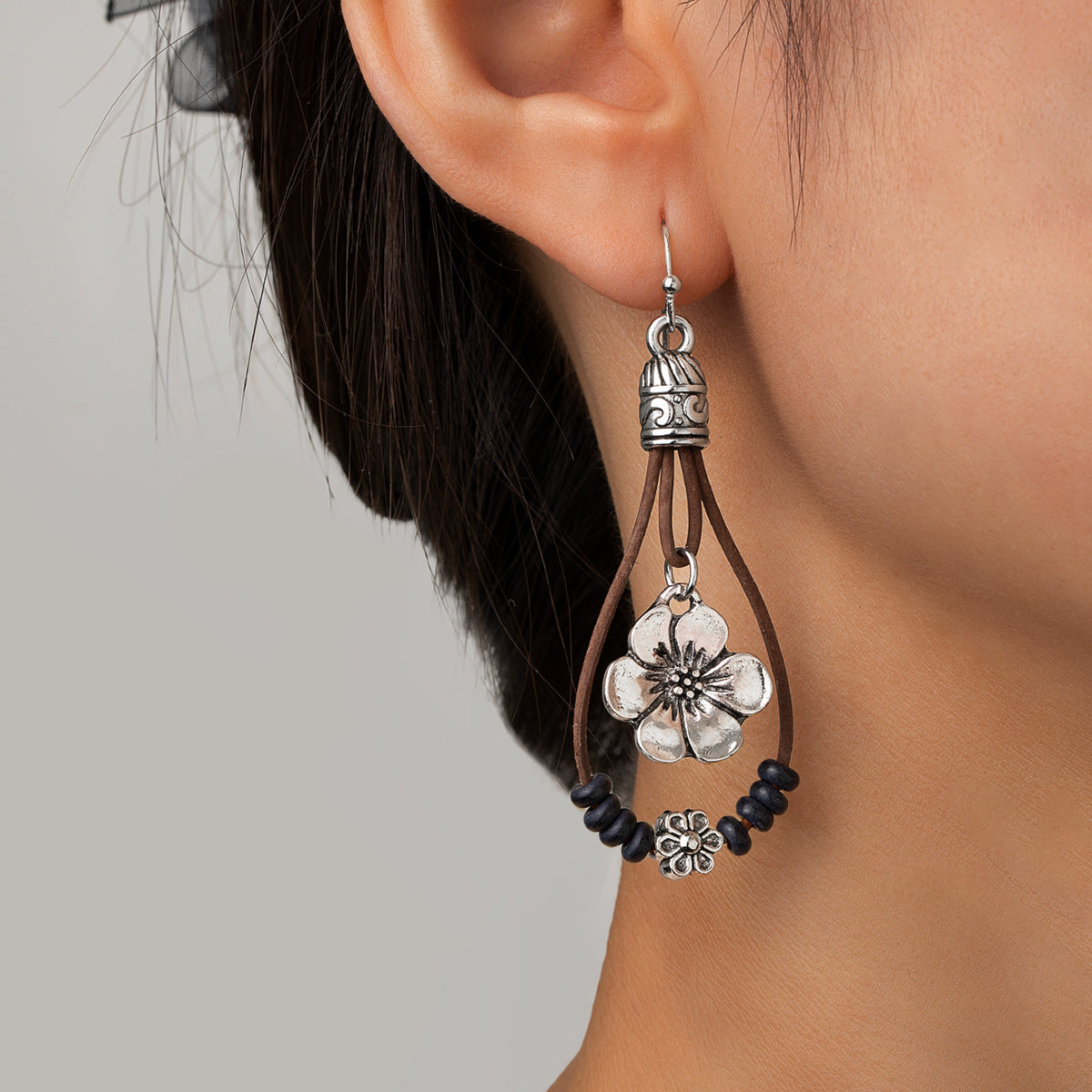 Wholesale Western style retro ethnic style alloy flower pendant  earrings